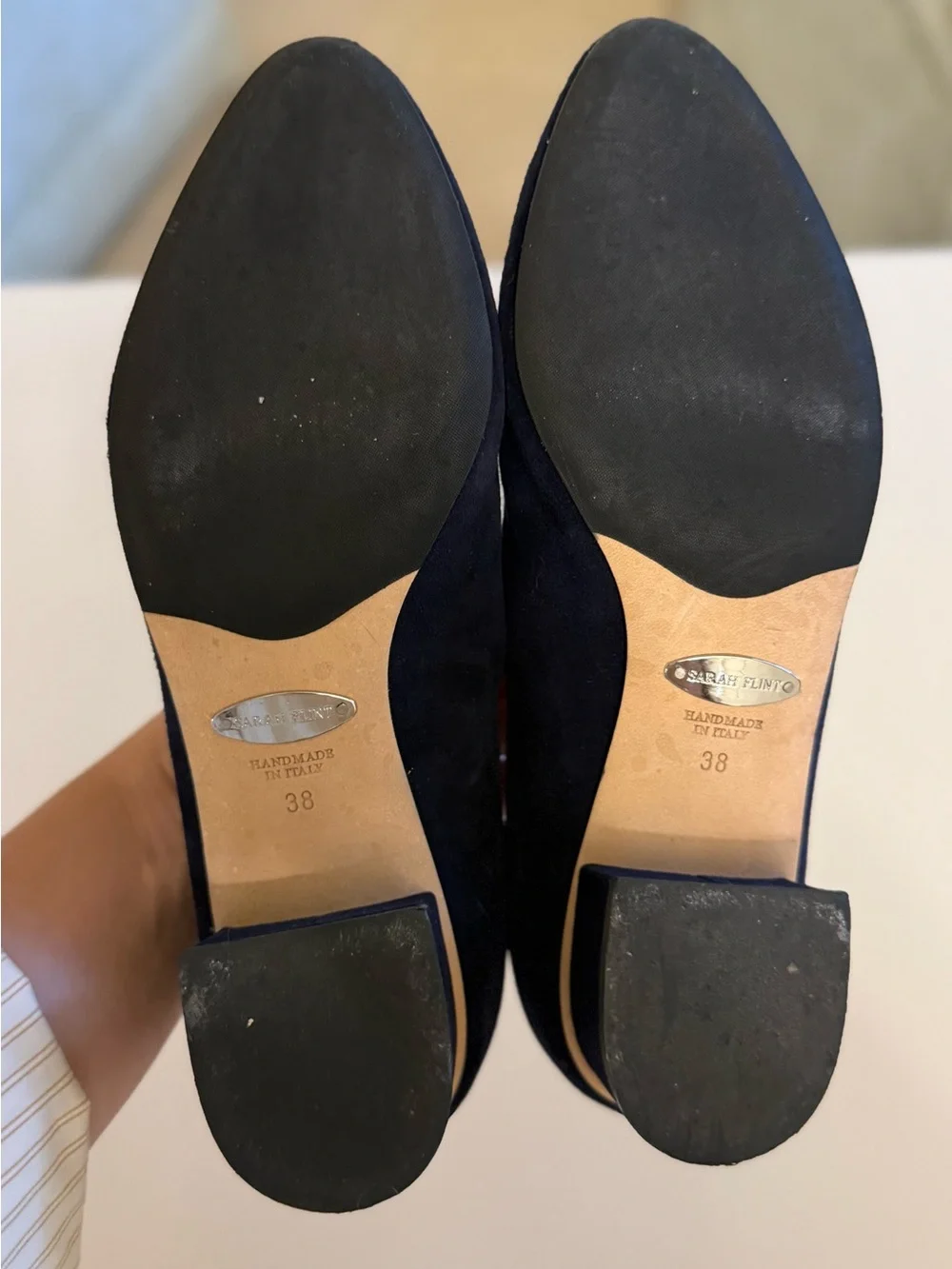 Sarah Flint Midnight Blue Suede Pointed Loafers